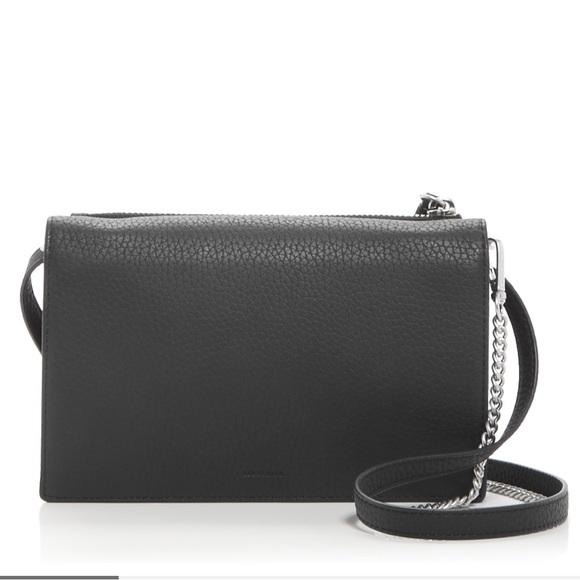 Versatile Crossbody / Wallet on a Chain “Fetch” black pebble grain leather NEW - Picture 2 of 13